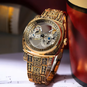 Vintage Men's Automatic Mechanical Watch, Fashion Carved Hollow Skeleton Watch, Self-Winding Wristwatch for Men