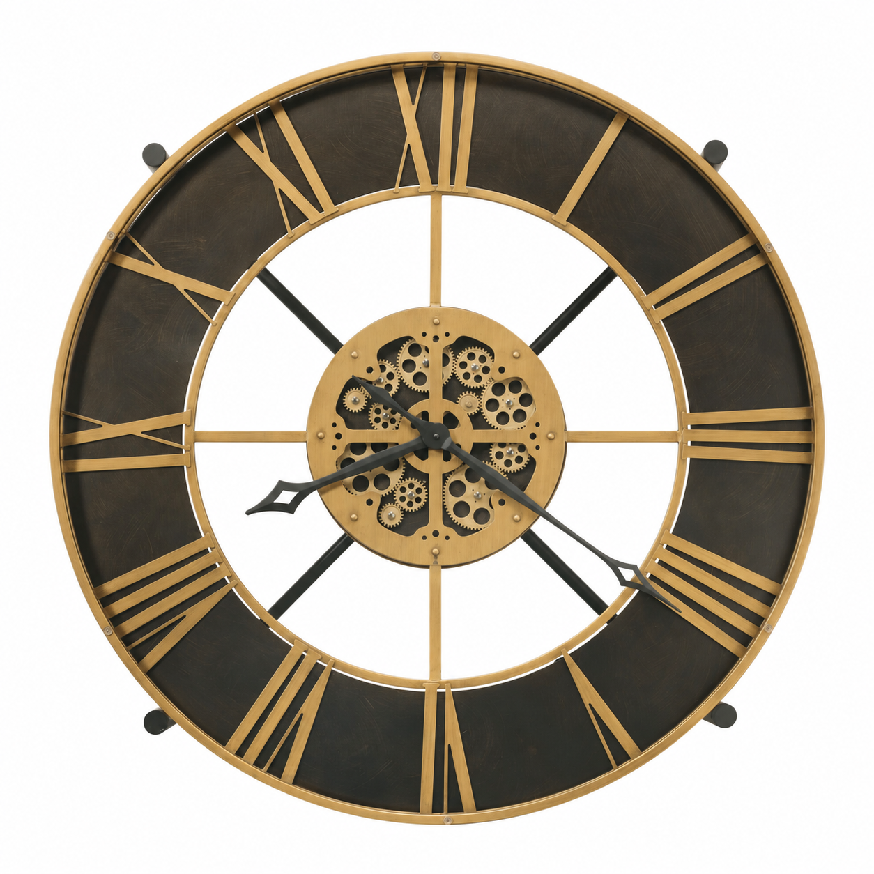Aged Gold Gear Clock Table — view 4