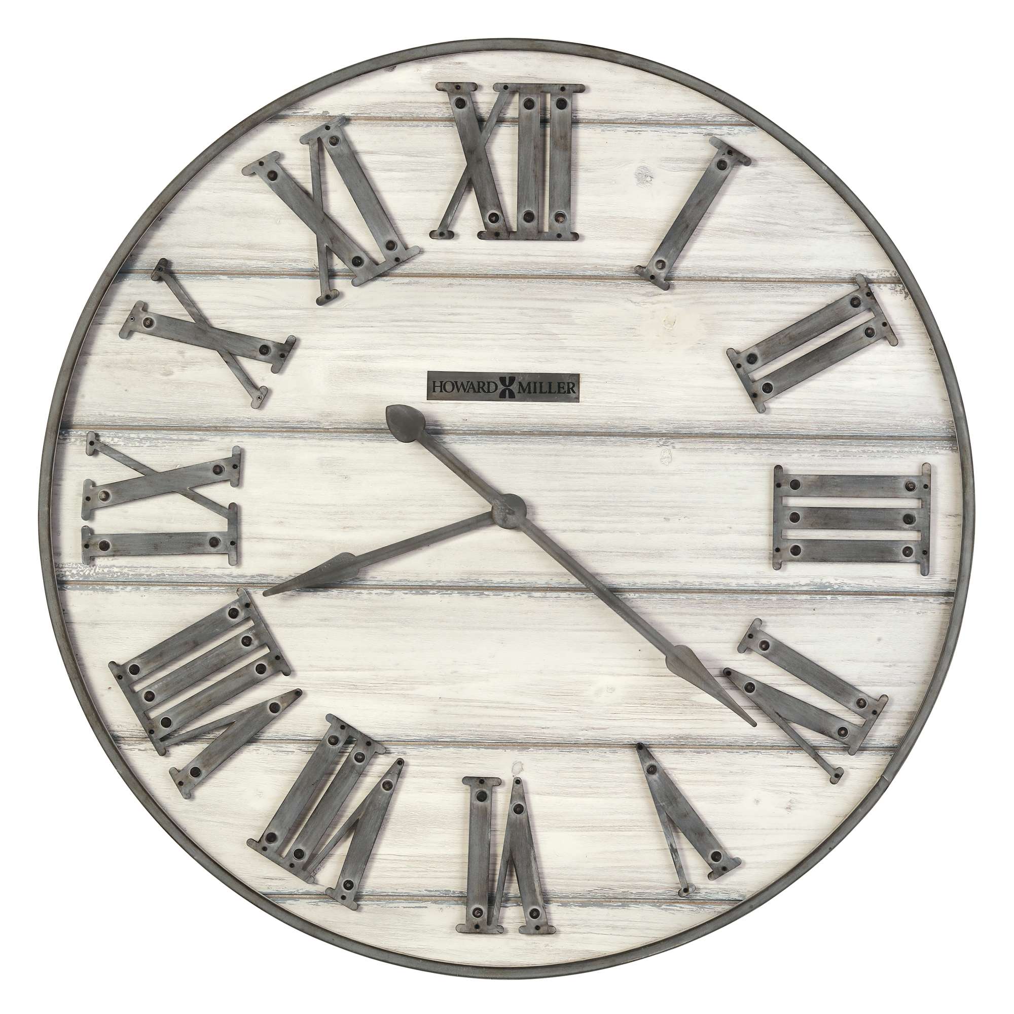 Aged Wood Roman-Numeral Wall Clock — view 1