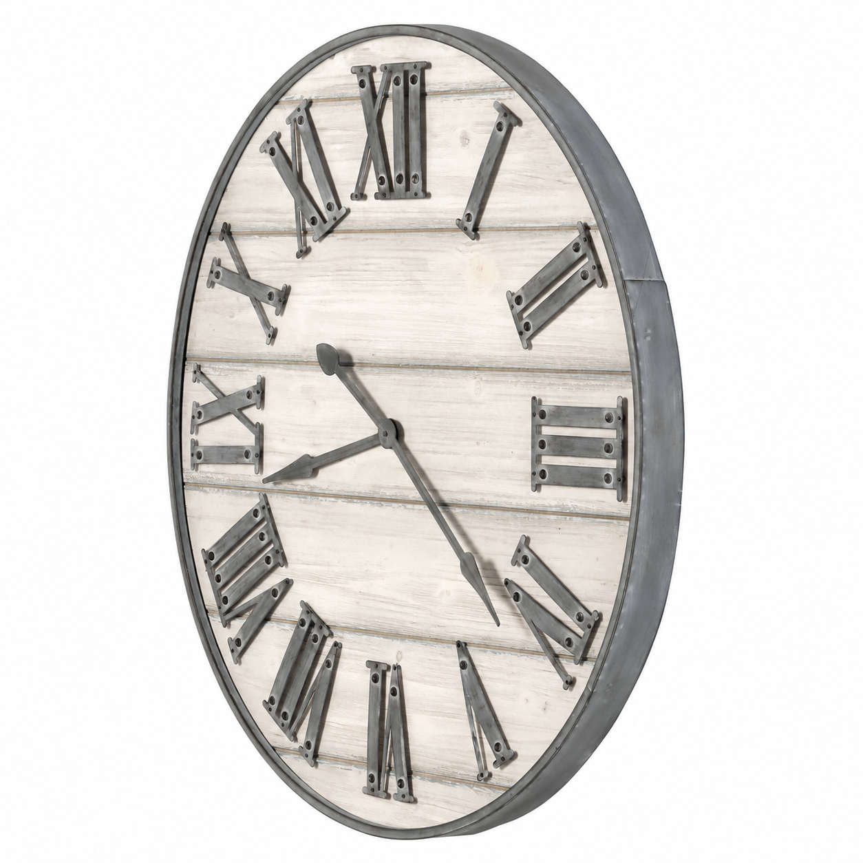 Aged Wood Roman-Numeral Wall Clock — view 3