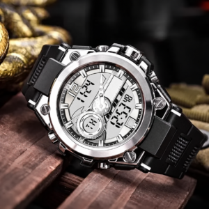Black Dual-Display Sports Watch — view 1