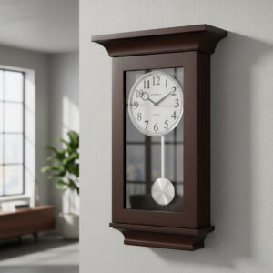 Black Wood Pendulum Wall Clock — view 1