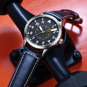 Blue-Dial Watch with Leather Strap — view 1