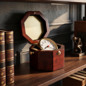 Brass and Rosewood Nautical Desk Clock — view 1