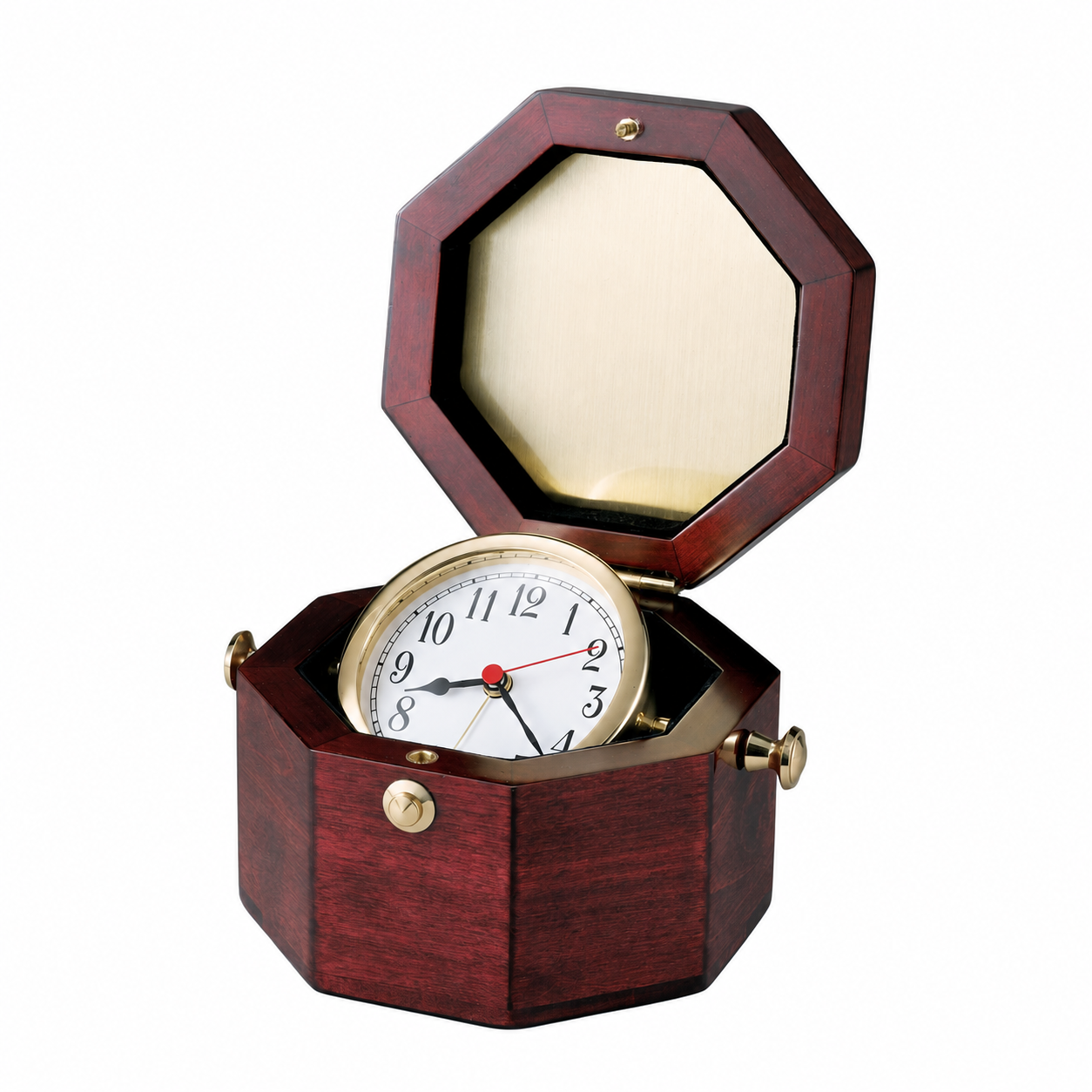 Brass and Rosewood Nautical Desk Clock — view 2