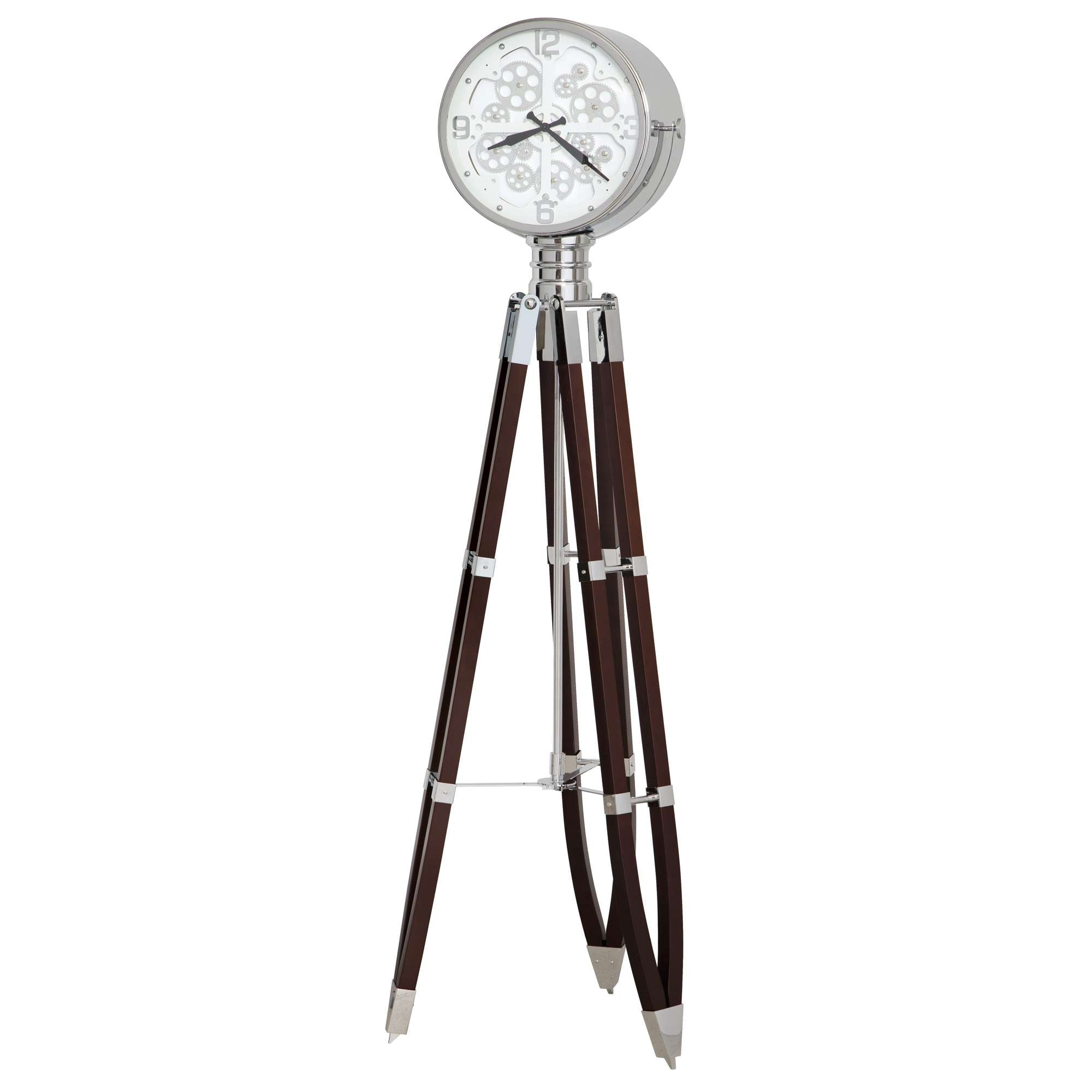 Chrome Spotlight Tripod Floor Clock — view 2