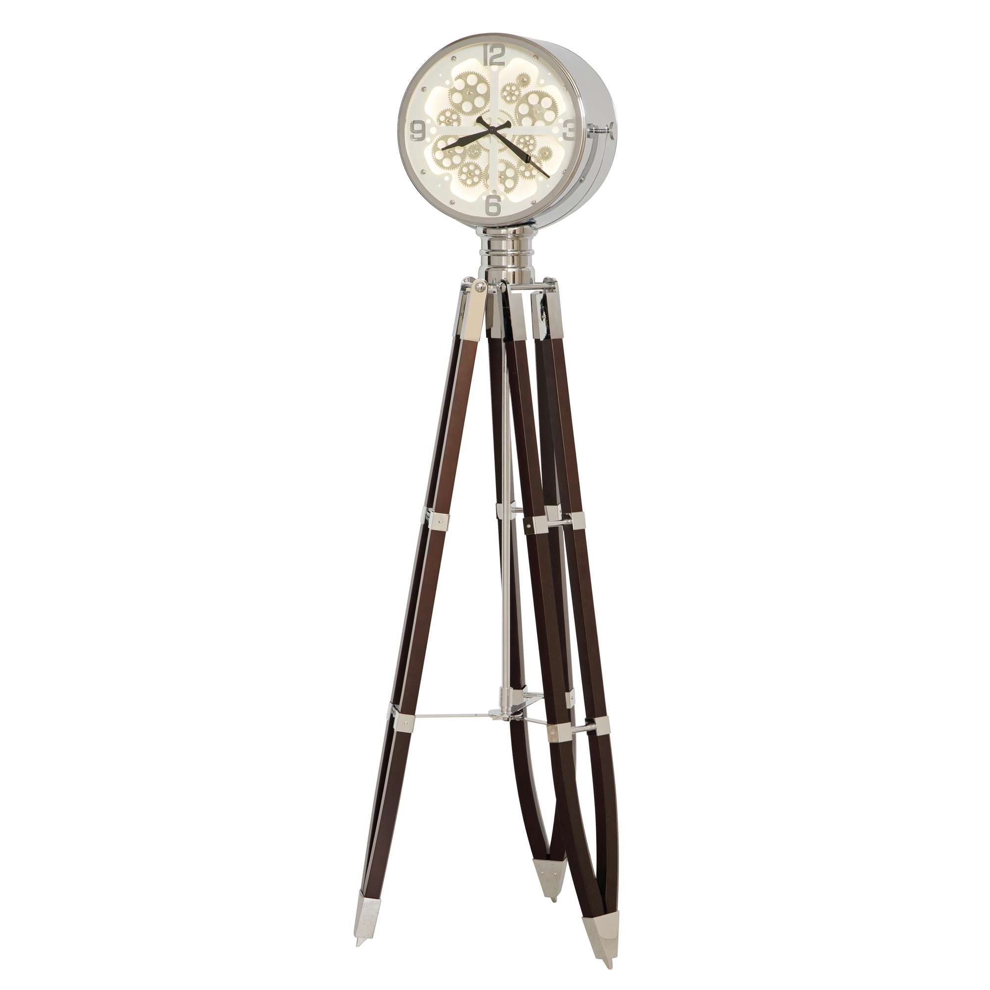 Chrome Spotlight Tripod Floor Clock — view 3