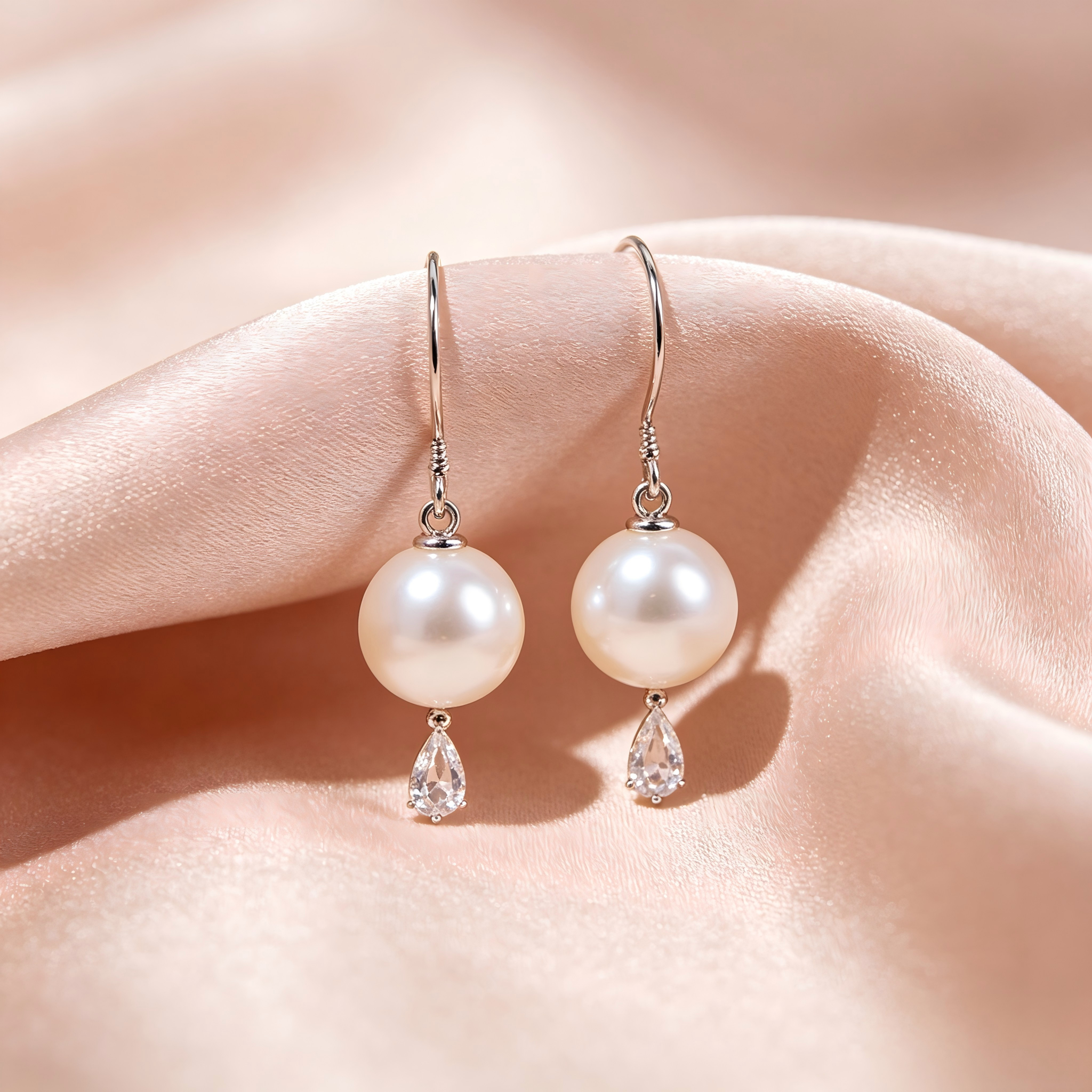 Classic White Pearl Drop Earrings