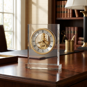 Clear Crystal Skeleton Table Clock — view 1
