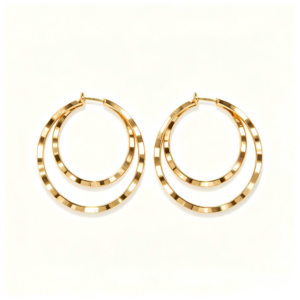 Double Hoop Textured Gold Earrings