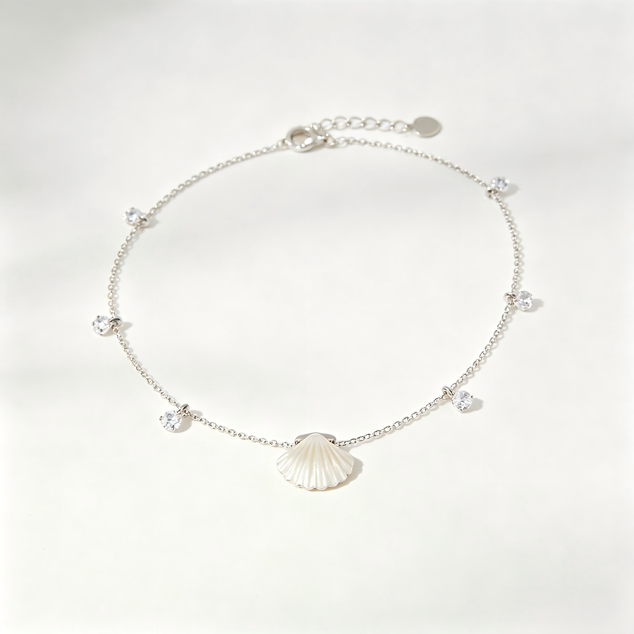 Fine Silver Chain Anklet with Charms