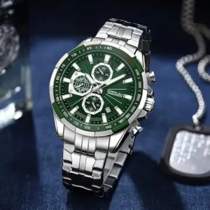 Green Multi-Dial Watch with Steel Bracelet — view 1