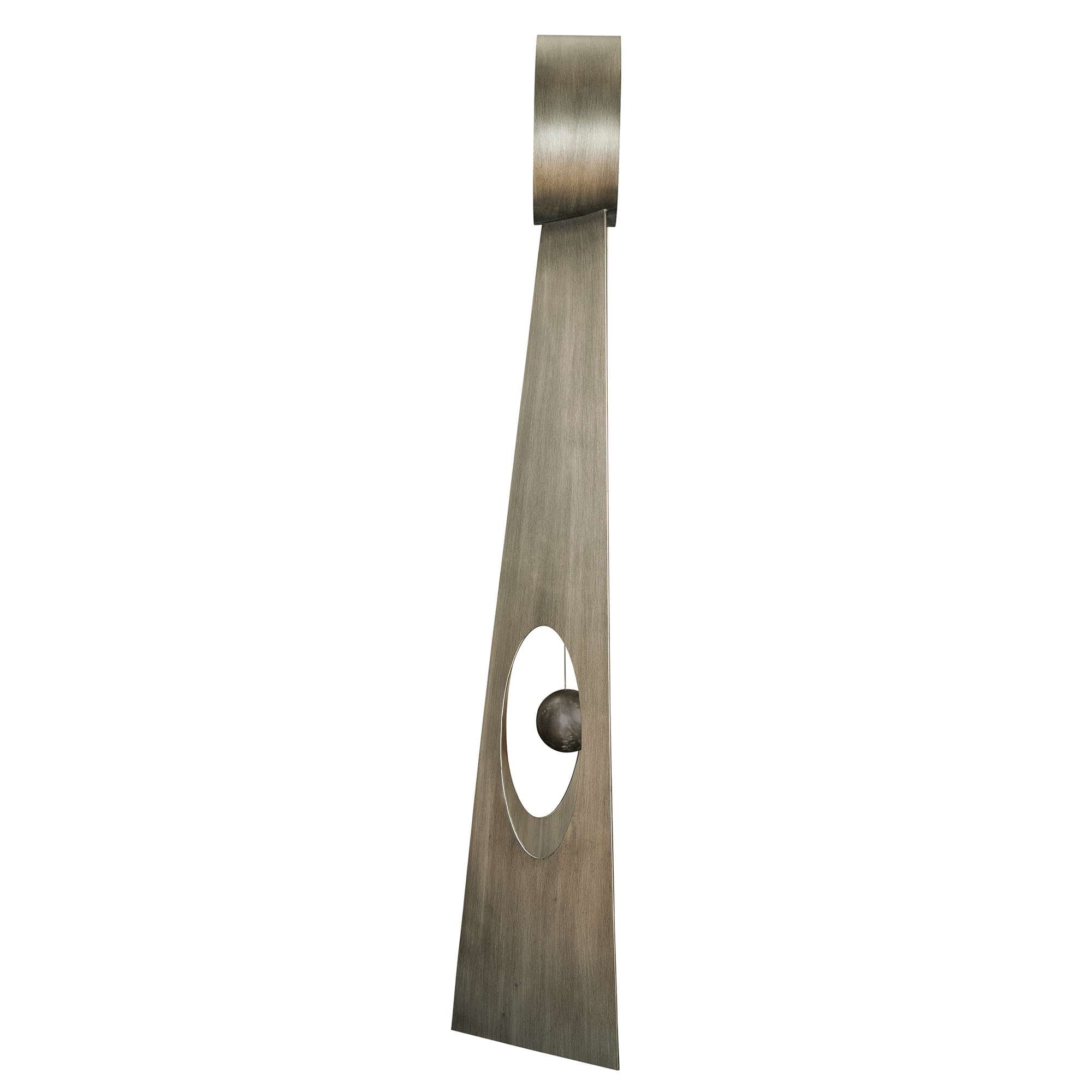Sculptural Silver Pendulum Floor Clock — view 4