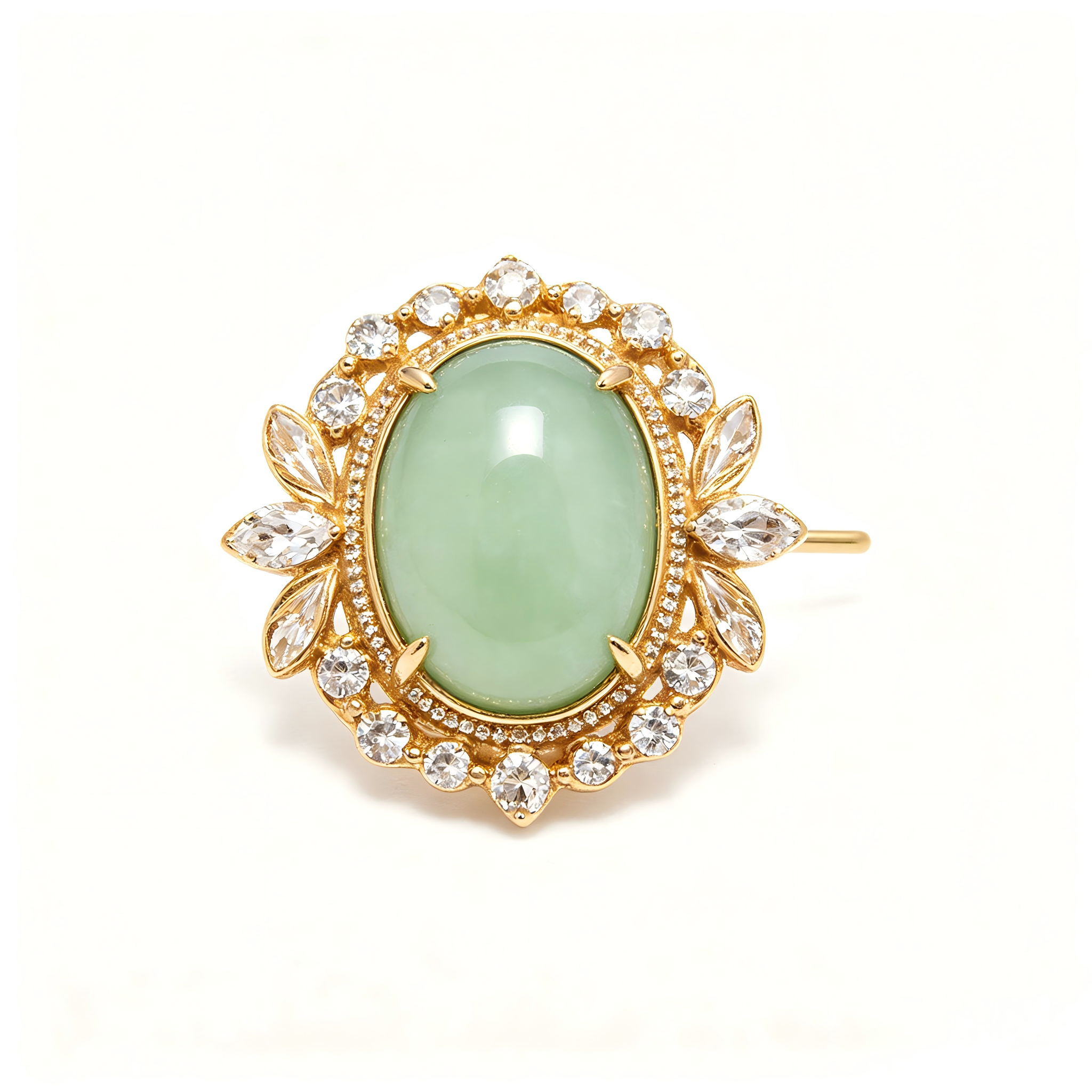 Oval Green Jadeite Solitaire Ring