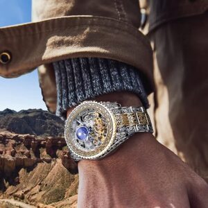 Silver Openwork Watch with Blue Accent — view 1