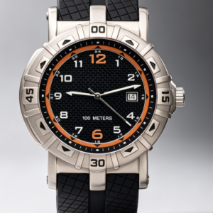Black and Orange Sports Watch with Rubber Strap — view 1
