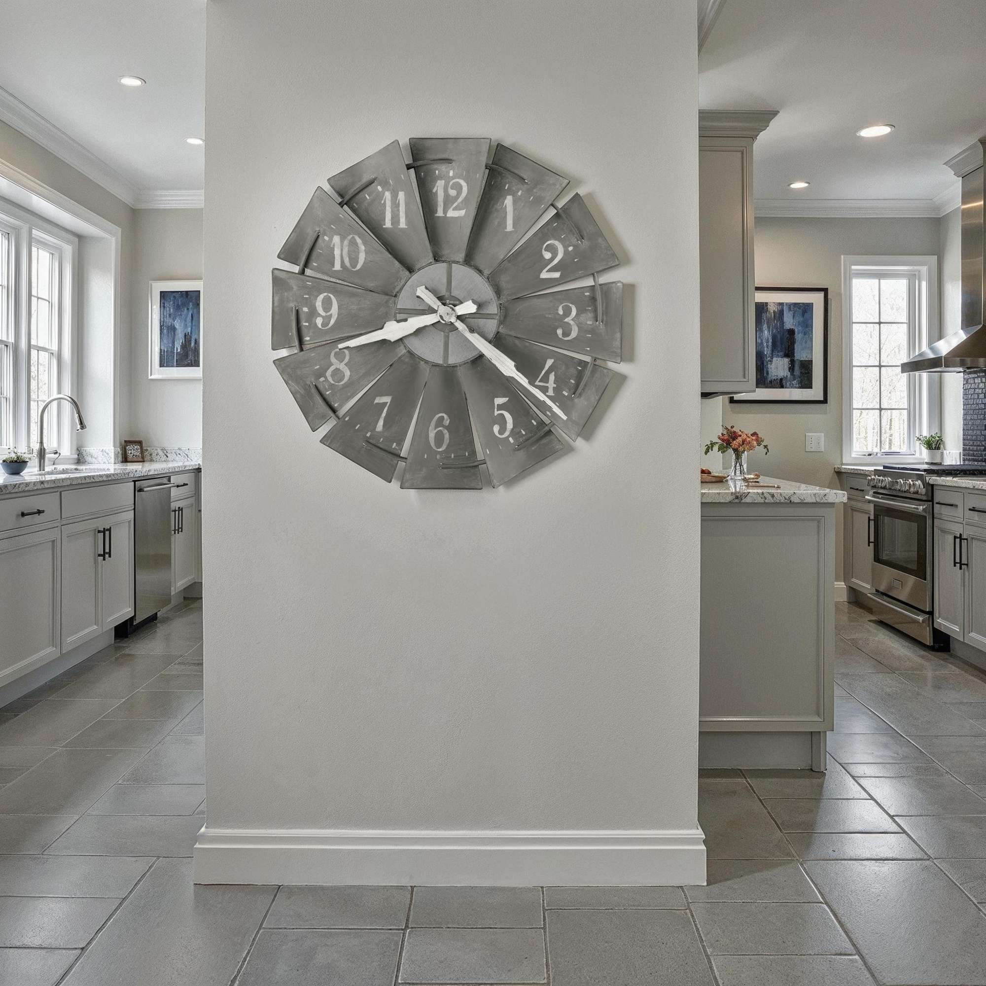 Rustic Windmill Wall Clock — view 1