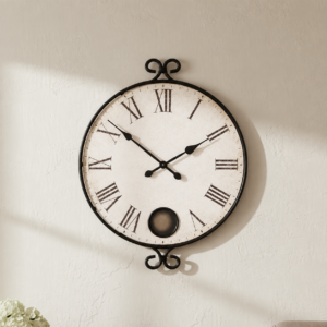 Wrought Iron Roman-Numeral Wall Clock — view 1