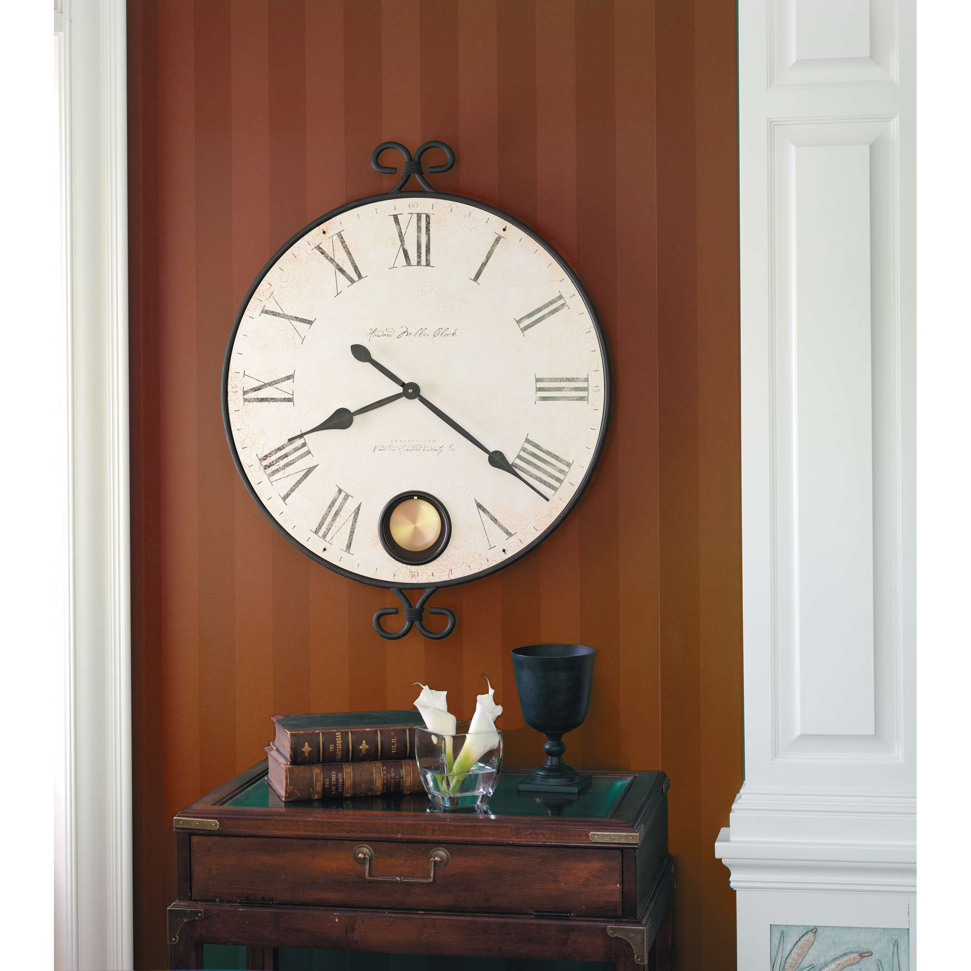 Wrought Iron Roman-Numeral Wall Clock — view 3