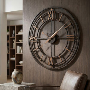 Aged Iron Open-Frame Wall Clock — view 1