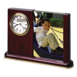 Rosewood Double-Photo Desk Clock